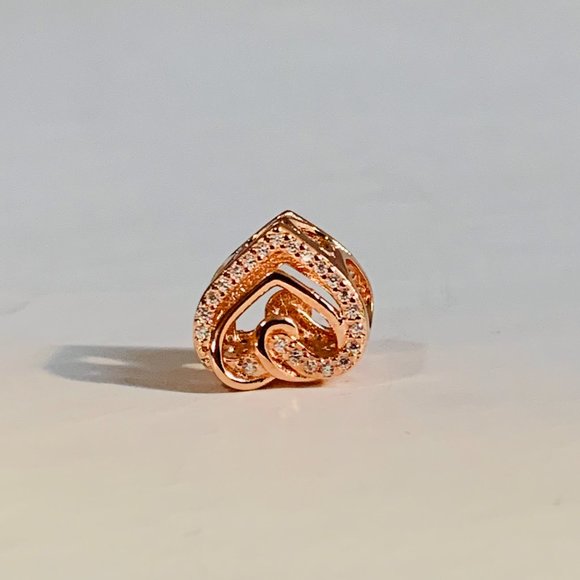 NEWAUTHENTIC PANDORA ROSE GOLD SPARKLING ENTWINED HEARTS CHARM #789270C01 - Picture 4 of 8